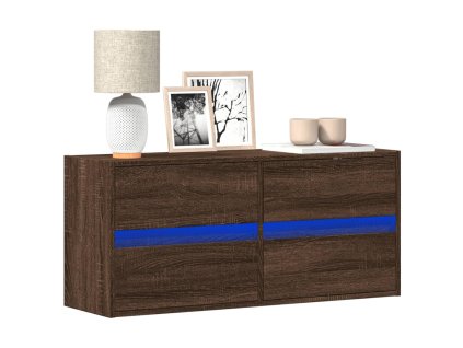 vidaXL Nástěnná TV skříňka s LED osvětlením hnědý dub 100 x 31 x 45 cm