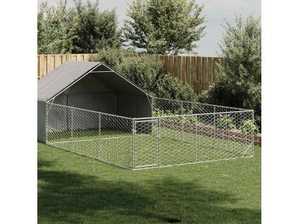 vidaXL Venkovní psí kotec s výběhem 7x3x1,9 m pozinkovaná ocel
