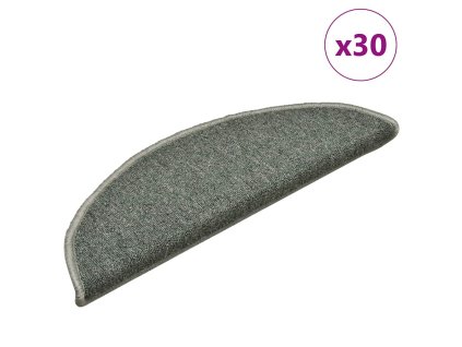 vidaXL Schodové rohože 30 ks 56 x 17 x 3 cm tmavě zelené půlkulaté