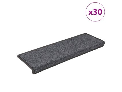 vidaXL Schodové rohože 30 ks 65 x 21 x 4 cm tmavě šedé s obdélníkovým okrajem