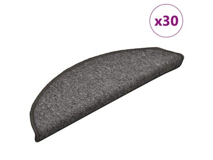 vidaXL Schodové rohože 30 ks 56 x 17 x 3 cm tmavě šedé, půlkulaté