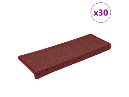 vidaXL Schodové rohože 30 ks 65 x 21 x 4 cm bordó obdélníkový okraj