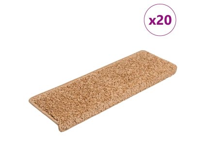 vidaXL Schodové rohože 20 ks 65 x 21 x 4 cm béžové s obdélníkovým okrajem