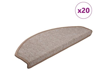 vidaXL Schodové rohože 20 ks 65 x 24 x 4 cm světle hnědé, půlkulaté, velké