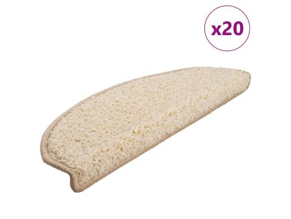 vidaXL Schodové rohože 20 ks 65 x 21 x 4 cm krémové, půlkulaté, velké