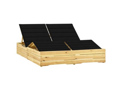 vidaXL Dvojité lehátko s černými poduškami impregnovaná borovice