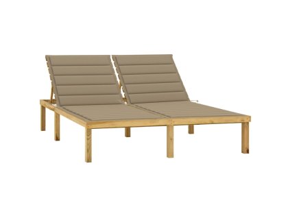 vidaXL Dvojité lehátko s béžovými poduškami impregnovaná borovice