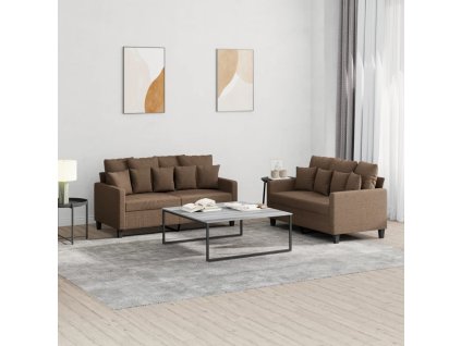 vidaXL 2dílná sedací souprava s poduškami hnědá textil
