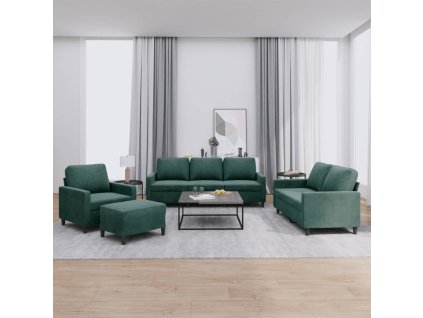 vidaXL 4dílná sedací souprava s poduškami tmavě zelená samet