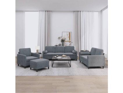 vidaXL 4dílná sedací souprava s polštáři tmavě šedá samet