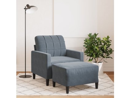 vidaXL Křeslo s podnožkou tmavě šedé 60 cm samet