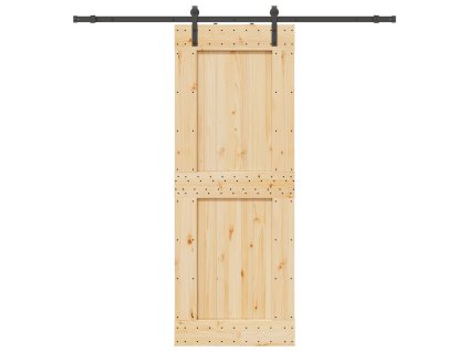 vidaXL Posuvné dveře s kováním 85 x 210 cm masivní borové dřevo