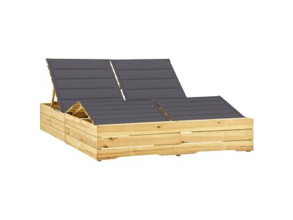 vidaXL Dvojité lehátko s antracit. poduškami impregnovaná borovice