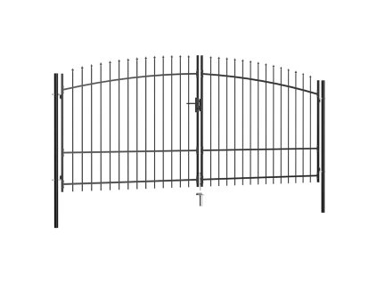 vidaXL Dvoukřídlá plotová brána s hroty 400 x 225 cm