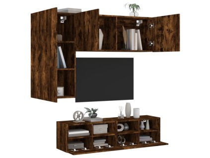 vidaXL 4dílná obývací stěna kouřový dub kompozitní dřevo