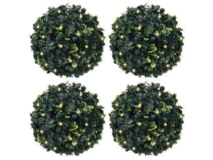 vidaXL Umělé buxus koule s LED světly 4 ks zelené 12 cm