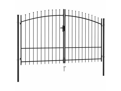 vidaXL Dvoukřídlá zahradní brána s hroty ocelová 3 x 2 m černá