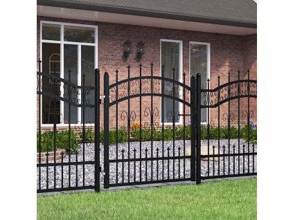 vidaXL Plotová branka s kopím nahoře černá 103 x 100 cm, práškově lakovaná ocel