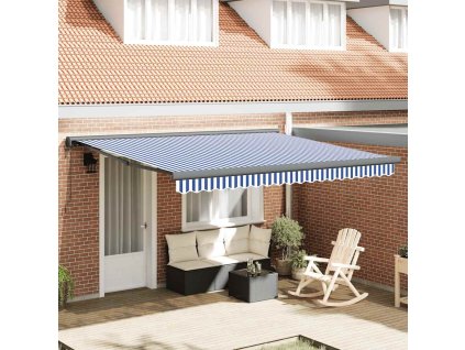 vidaXL Zatahovací markýza modrá a bílá 4 x 3 m textil a hliník