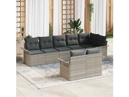 vidaXL Sada zahradních pohovek s polštářem 8 pcs Světle šedá polyratan