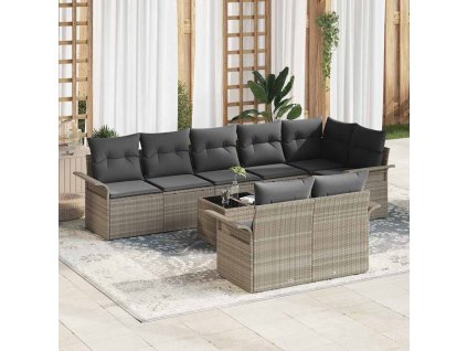 vidaXL Sada zahradních pohovek 9 pcs Světle šedá Poly ratan