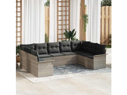 vidaXL Sada zahradních pohovek s polštářem Světle šedá polyratan