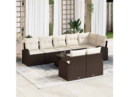 vidaXL Sada zahradních pohovek Hnědá a krémová 55 x 55 x 37 cm