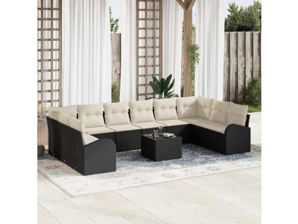 vidaXL Set pohovek 11 pcs Černá polyratan