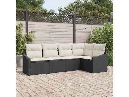 vidaXL Set pohovek s polštářem 5 pcs Černá polyratan