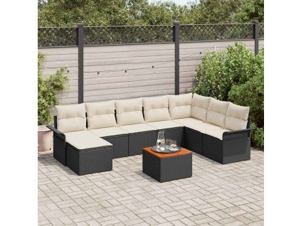 vidaXL Sada zahradních pohovek 9 pcs Černá Poly ratan