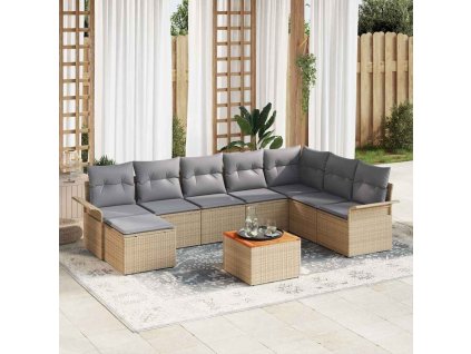 vidaXL Sada zahradních pohovek 9 pcs Béžová Poly ratan