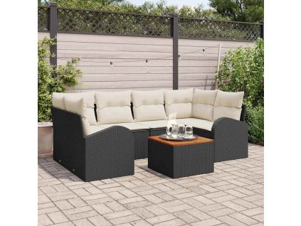vidaXL Sada zahradních pohovek 7 pcs Černá Poly ratan