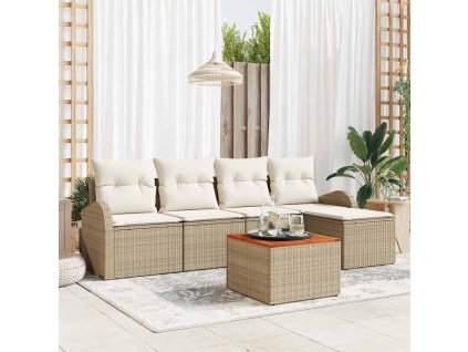 vidaXL Sada zahradních pohovek 6 pcs Béžová Poly ratan