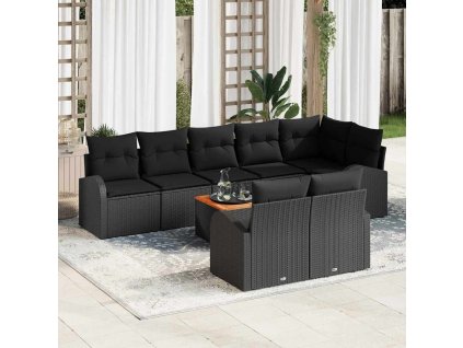 vidaXL Sada zahradních pohovek 9 pcs Černá Poly ratan