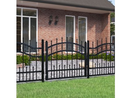 vidaXL Plotová branka s kopím nahoře černá 103 x 75 cm, práškově lakovaná ocel