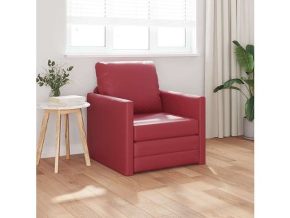 vidaXL Pohovka na podlaze vínová červená 74 x 77 x 81 cm Umělá kůže