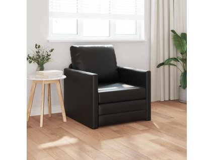 vidaXL Pohovka na podlaze s polštářem Černá 74 x 77 x 81 cm Umělá kůže