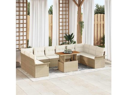 vidaXL Sada zahradních pohovek 11 pcs Béžová a krémová polyratan