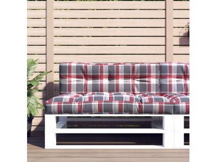 vidaXL Podušky na palety 2 ks červené kárované textil