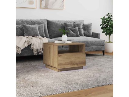 vidaXL Konferenční stolek s LED osvětlením dub artisan 50 x 49 x 40 cm