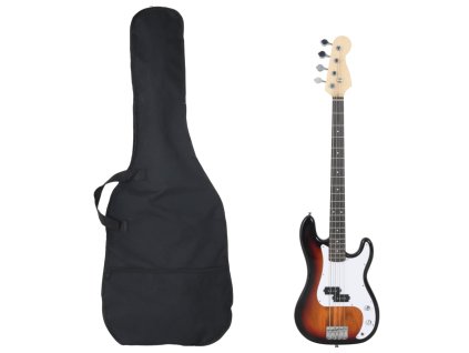 vidaXL Elektrická baskytara pro začátečníky a obal hnědá/bílá 4/4 46"