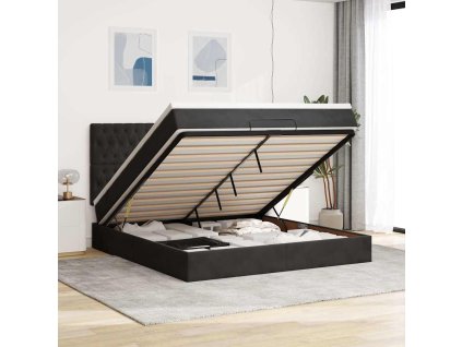 vidaXL Osmanský rám postele s matracíes černá 160x200cm samet