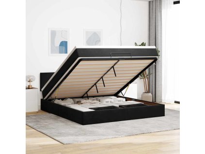 vidaXL Osmanský rám postele s matrací černá 160x200cm samet