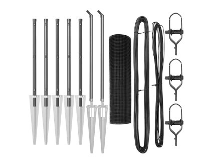 vidaXL Plotový sloupek. Šedá 10 x 0,8 m (mesh 25 x 25 mm) Ocel a PVC