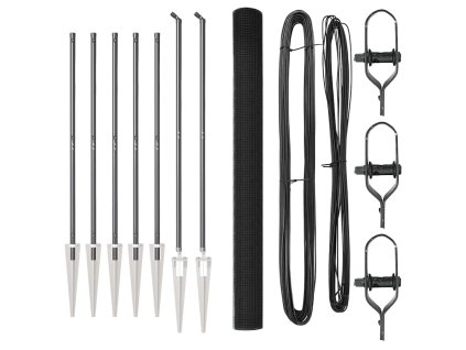 vidaXL Plotový sloupek. Šedá 10 x 1,5 m (16 x 16 mm síť) Ocel a PVC