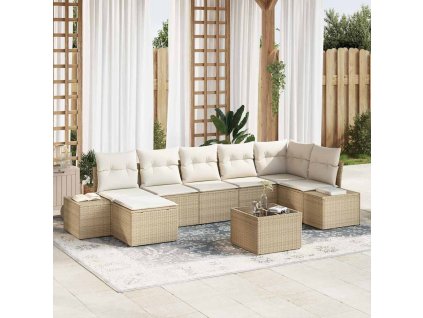 vidaXL Sada zahradních pohovek s polštářem 7 pcs Béžová polyratan