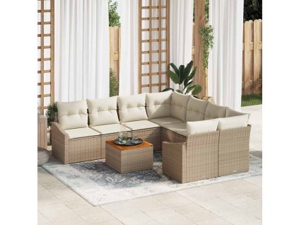 vidaXL Sada zahradních pohovek 9 pcs Béžová a krémová polyratan