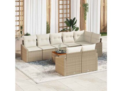 vidaXL Sada zahradních pohovek 9 pcs Béžovo-bílá