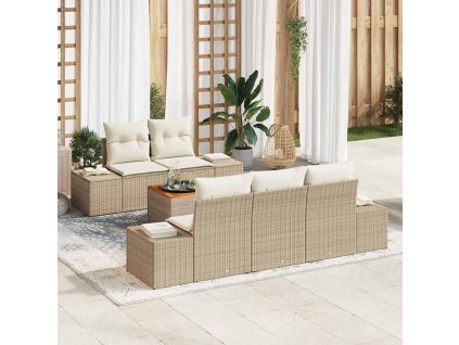 vidaXL Sada zahradních pohovek 6 pcs Béžová a krémová polyratan