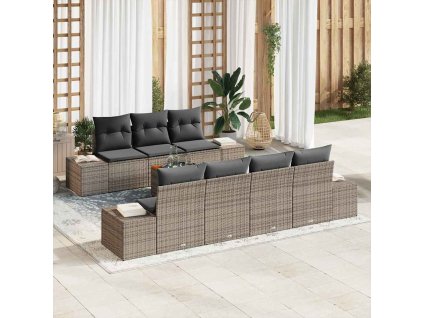 vidaXL Sada zahradních pohovek 8 pcs Šedá